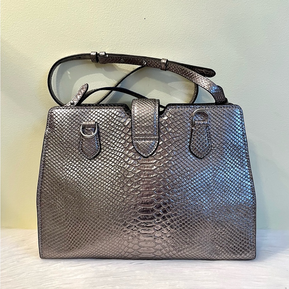 Ralph Lauren Bold Python Silver Embossed Crossbod… - image 3